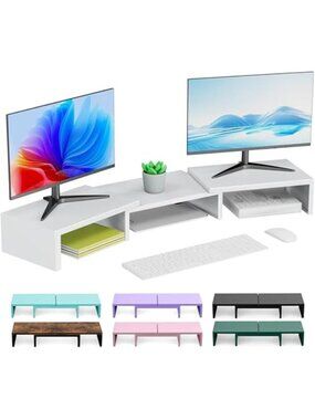 Monitor Stand Riser Desk Organizer Adjustable Metal Laptop Printer Shelf